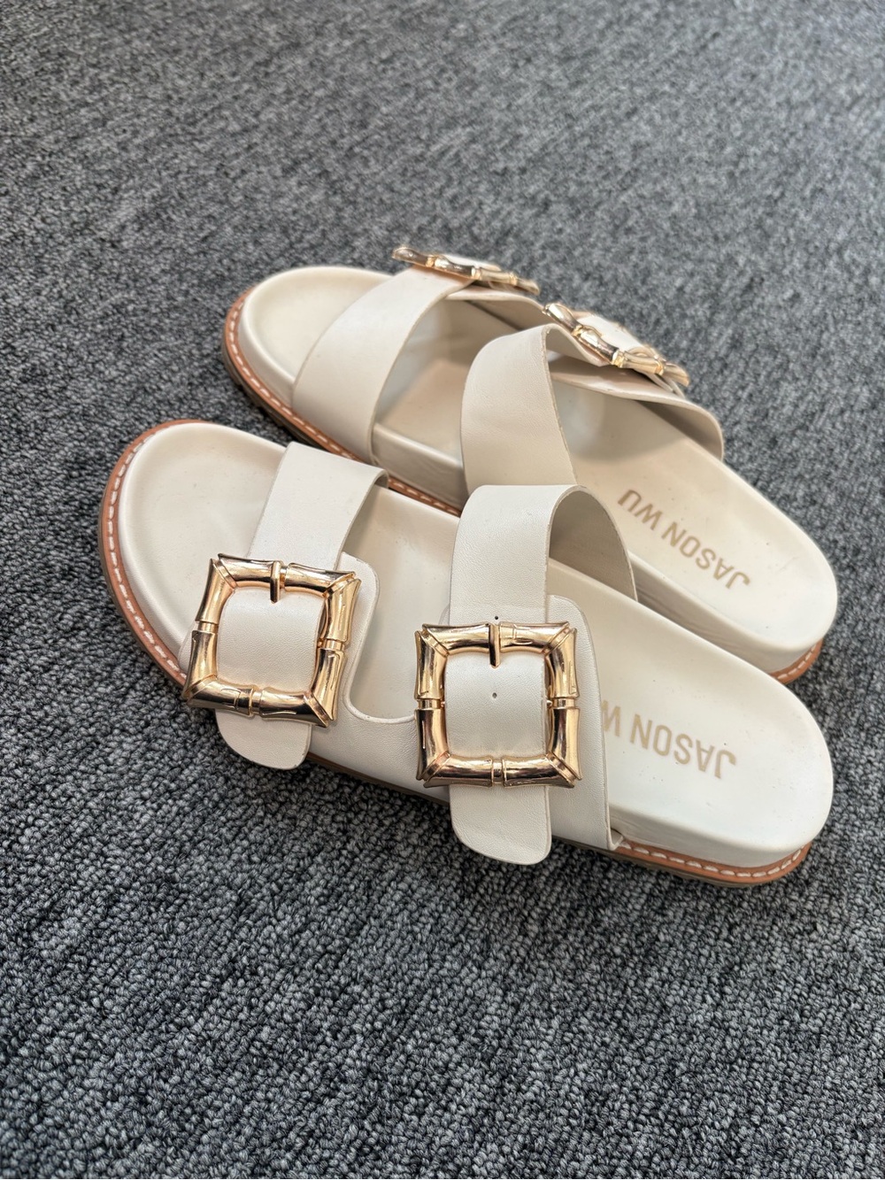 Jason Wu Marzan Buckle Slide Sandals - Cream (Size 8.5) viral trending must have